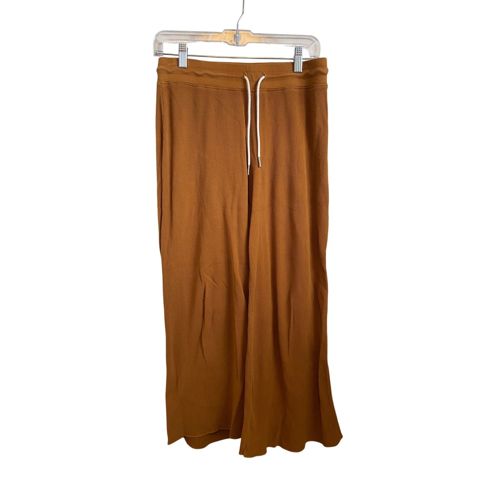 MATE the Label Organic Thermal Wide Leg Pants Ginger Brown Waffle Knit S